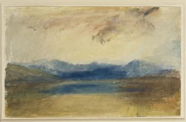 Eine bergige Landschaft mit einem See