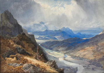 Ein Blick von Moel Cynwich: Blick über das Tal von Afon Mawddach und in Richtung Cader Idris, um 1850