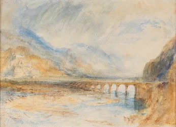 Bellinzona - Die Brücke über den Ticino, ca. 1843 (Aquarell auf Papier)