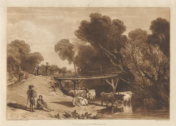 Brücke und Kühe