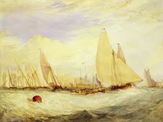 East Cowes Castle, der Sitz von J Nash Esq., die Regatta gegen den Wind