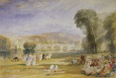 Richmond Hill und Brücke, Surrey, um 1828-9