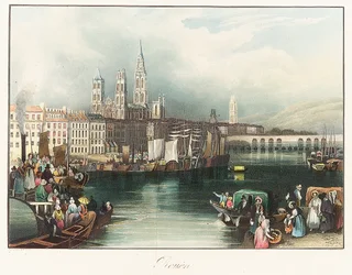 Rouen (Frankreich). Lithographie von Joseph Mallord William Turner