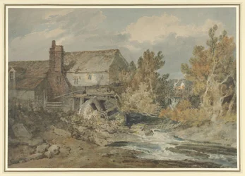 Wassermühle bei einem fließenden Bach