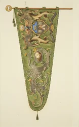 Banner der Merchant Taylors, beschriftet 