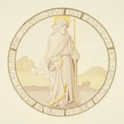 Buntglasfenster in der Privatkapelle des Bischofspalastes: St. Jakobus