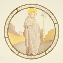 Buntglasfenster in der Privatkapelle des Bischofspalastes: St. Matthäus