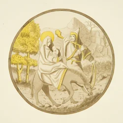 Buntglasfenster in der Privatkapelle des Bischofspalastes: Die Flucht nach Ägypten