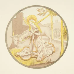 Buntglasfenster in der Privatkapelle des Bischofspalastes: Die Geburt Christi