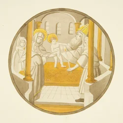 Buntglasfenster in der Privatkapelle des Bischofspalastes: Die Darstellung im Tempel