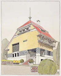 Studie für Olbrichs Haus in Darmstadt, aus „Architektur von Olbrich“, veröffentlicht um 1904-14