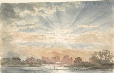 Landschaft mit aufgehender Sonne