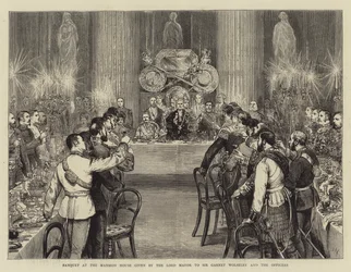 Bankett im Mansion House, gegeben vom Lord Mayor für Sir Garnet Wolseley und die Offiziere