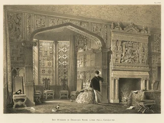 Erkerfenster im Wohnzimmer, Lyme Hall, Cheshire