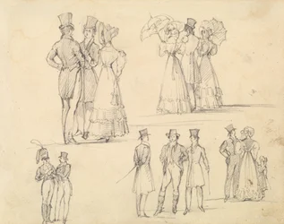 Gruppen von Männern und Frauen im Gespräch
