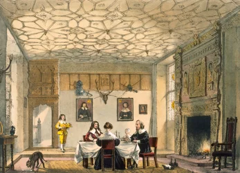 Mittelalterliches Familienessen, Wakehurst Place, Surrey, ca. 1600