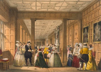 Die Galerie im Hatfield House, Hertfordshire, veröffentlicht 1838
