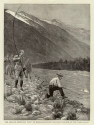 Der Besuch des deutschen Kaisers in Norwegen, sein erster Lachs im Oldenfluss