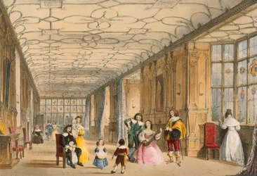 Ansicht der Long Hall in Haddon, Derbyshire, um 1600, aus 