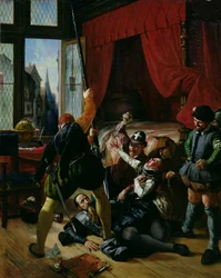 Die Ermordung von Brion, Tutor des Prinzen von Conti (1558-1614) beim Massaker am Bartholomäustag 1572, 1833