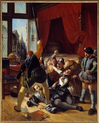 Religionskrieg: Szene der Bartholomäusnacht, Ermordung von Briou, Gouverneur des Prinzen von Conti, 24/08/1572