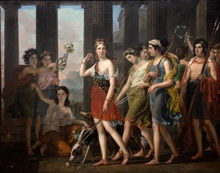 Die schöne Anthia führt ihre Gefährtinnen zum Tempel der Diana in Ephesus, ca. 1820