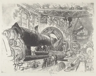 Eine große Kanone schneiden und drehen