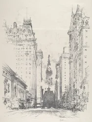 Blick von der Spruce Street die Broad Street hinauf