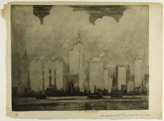 N.Y. von der 23. St. Fähre—Im Morgennebel
