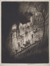 Regnerische Nacht, Geschäfte am Charing Cross