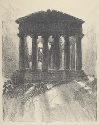 Sonnenaufgang hinter dem Tempel der Concordia, Girgenti