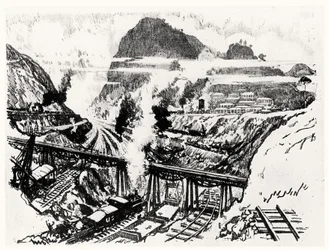 Der Schnitt bei Paraiso, Platte XVI aus Der Panamakanal von Joseph Pennell, 1912