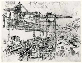 Die Mauern der Miraflores-Schleuse, Platte XXIII aus Der Panamakanal von Joseph Pennell, 1912