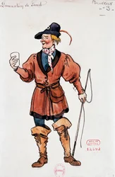 Kostüm für Gäste der Taverne in Verdammung von Faust von Hector Berlioz, Skizze von Joseph Porphyre Pinchon