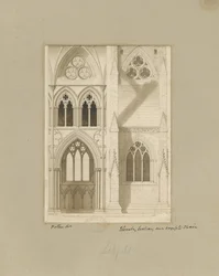 Innenraum der Kathedrale von Lichfield - Schiff: Sepia-Zeichnung
