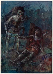 James, Earl of Douglas, im Kampf bei Otterburn