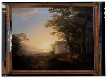 Eine ideale Landschaft mit Tempel