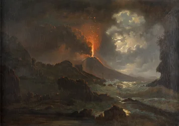 Vesuvausbruch bei Nacht mit Blick auf die Scuola di Virgilio