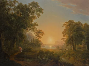 Waldlandschaft mit Sonnenaufgang