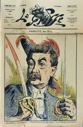 Porträt des französischen Mathematikers und Politikers Paul Painlevé, Karikatur von Sirat in „La Griffe“ 1917