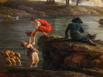 Ansicht eines Hafens am Morgen (Detail)