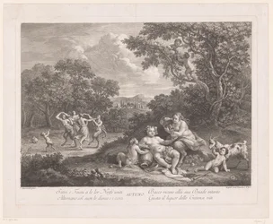 Landschaft mit Bacchus und tanzenden Satyrn und Mänaden