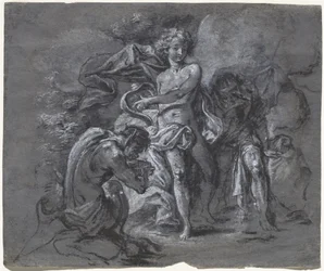 Der Wettstreit zwischen Apollo und Pan vor König Midas