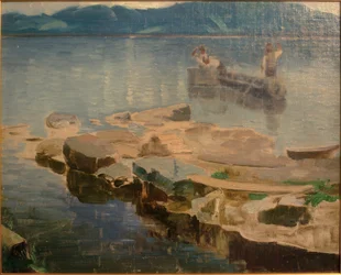 Felsenzunge im Eibsee mit Fischern