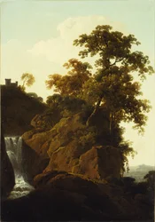 Felsige Landschaft mit Wasserfall