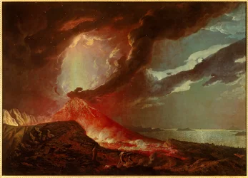 Der Vesuvausbruch mit Inseln in der Bucht von Neapel im Jahr 1776