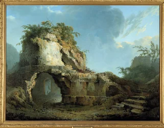 Das Grab des römischen Dichters Vergil (70-19 v. Chr.). Es befindet sich nahe der Grotte von Pozzuoli (Pozzuoli) bei Neapel. 1785. Belfast. Ulster Museum