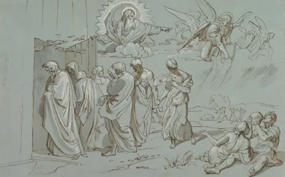 Gott ruft Noah und seine Familie in die Arche, 1827