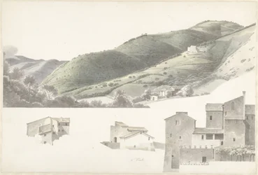 Landschaft und einige Häuser bei Tivoli