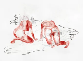 Rote Figuren Reiseskizze